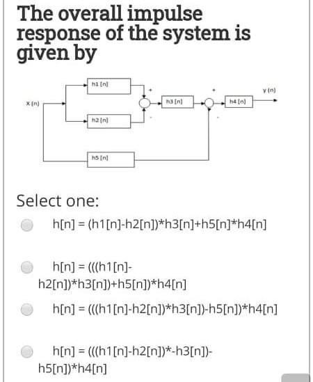 Solved The overall impulse response of the system is given | Chegg.com