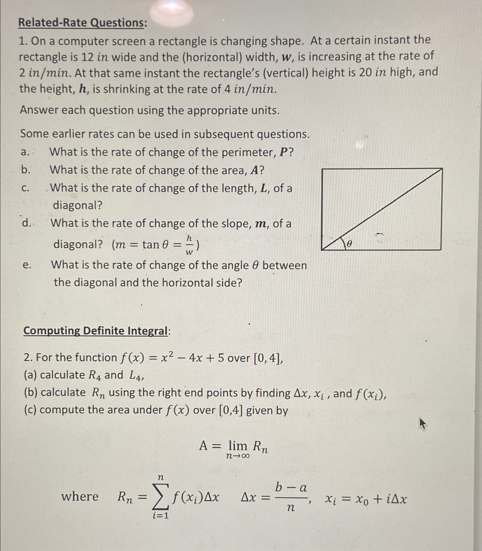 Solved answer all of the following please!Related-Rate | Chegg.com