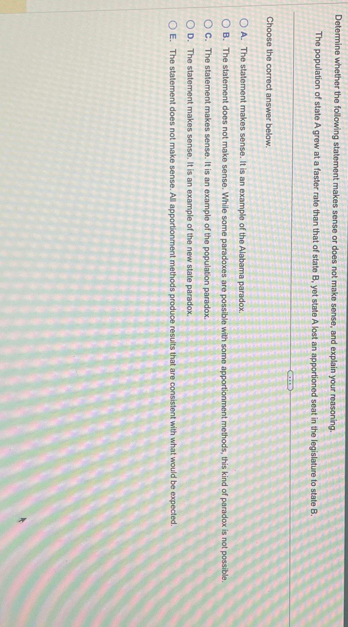 Solved Determine whether the following statement makes sense | Chegg.com