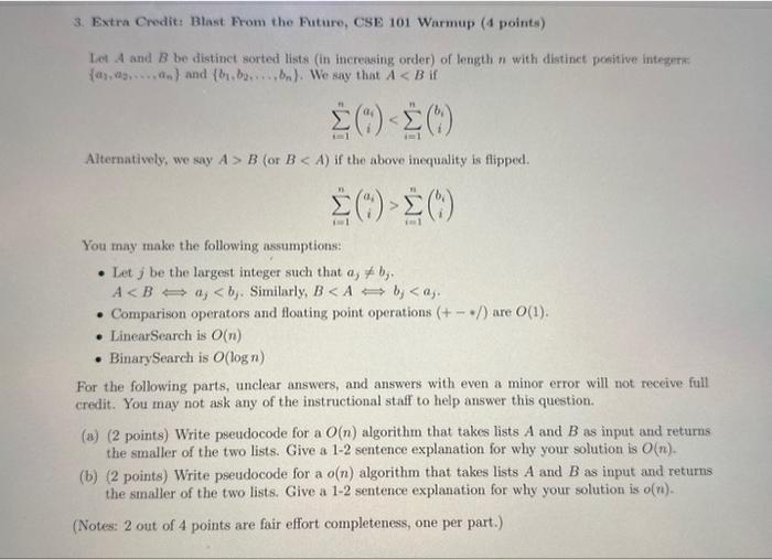 Solved Let A And B Be Distinct Sorted Lists (in Increasing | Chegg.com