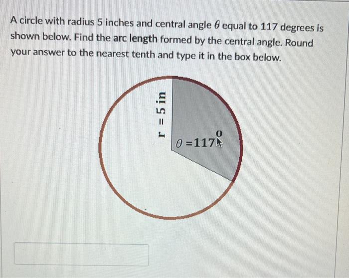 Solved A circle with radius 5 inches and central angle θ | Chegg.com