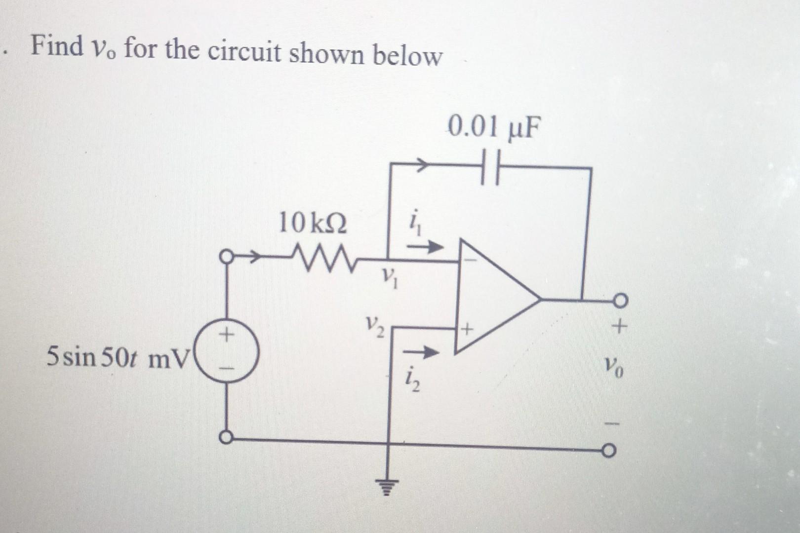 Solved Find V0 For The Circuit Shown Below | Chegg.com