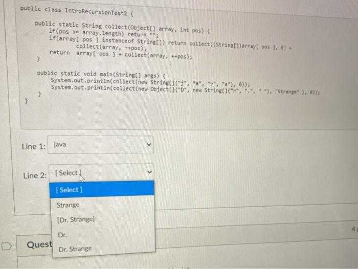 Solved public class IntroRecursionTest2 public static String | Chegg.com