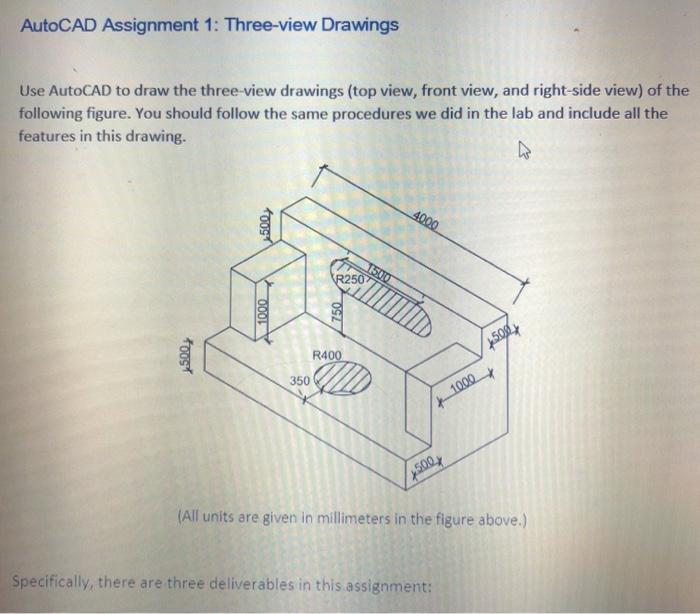 Solved AutoCAD Assignment 1: Three-view Drawings Use AutoCAD | Chegg.com