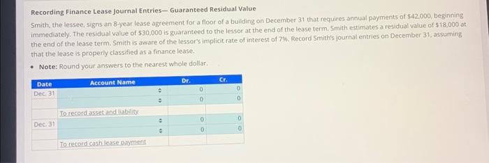 Solved Recording Finance Lease Journal Entries - Guaranteed 