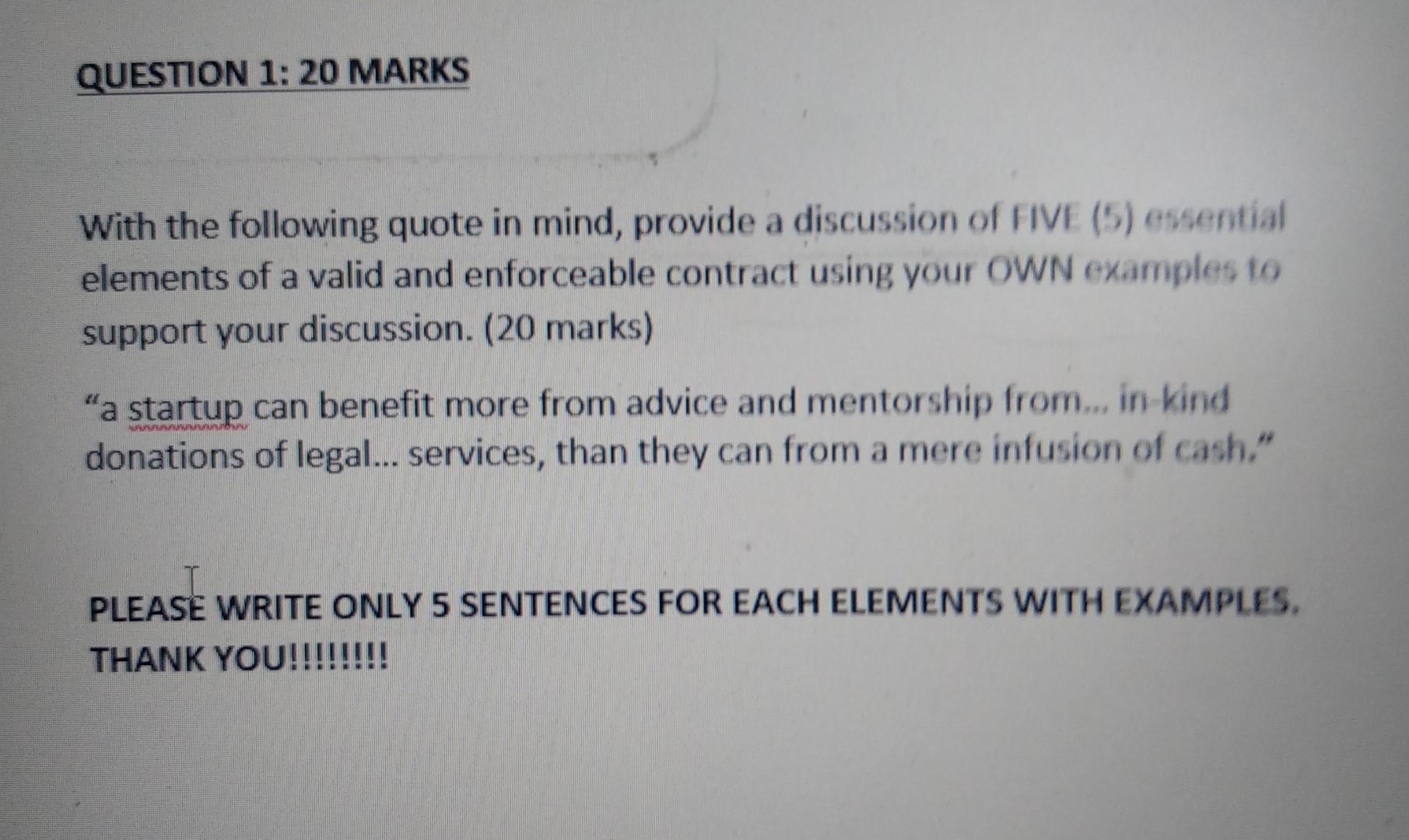 Solved QUESTION 1: 20 MARKS With the following quote in | Chegg.com