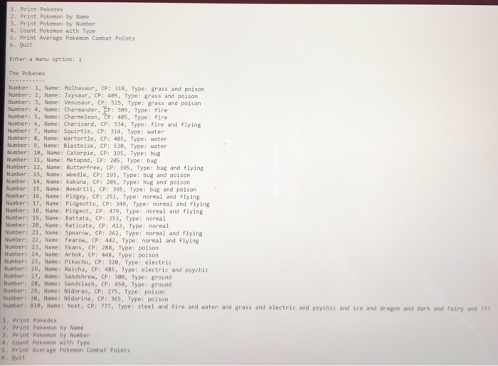 Solved Using The Pokemon Text File And The Given Code Pro Chegg Com