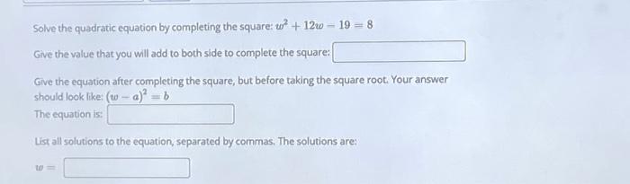 Solved Solve the quadratic equation by completing the | Chegg.com