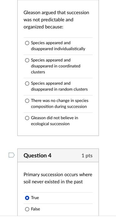 Gleason argued that succession was not predictable | Chegg.com
