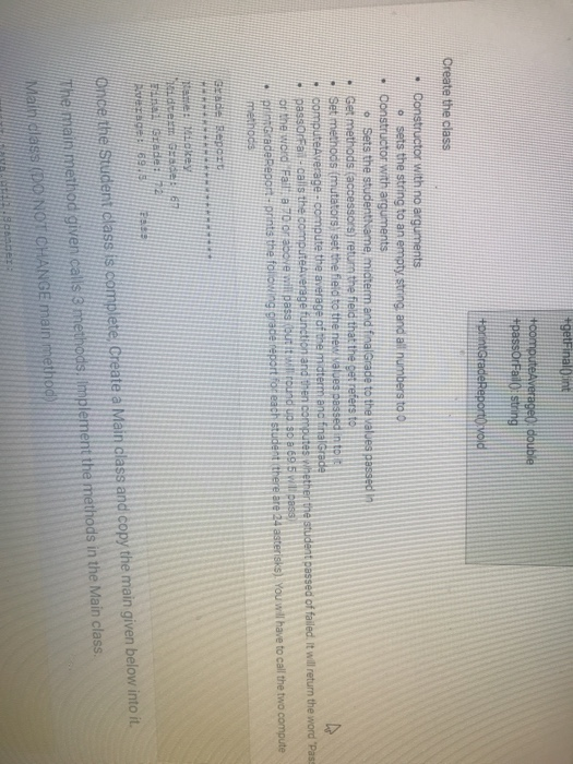 Solved 14.3 Student Class with Methods in Main Create the | Chegg.com