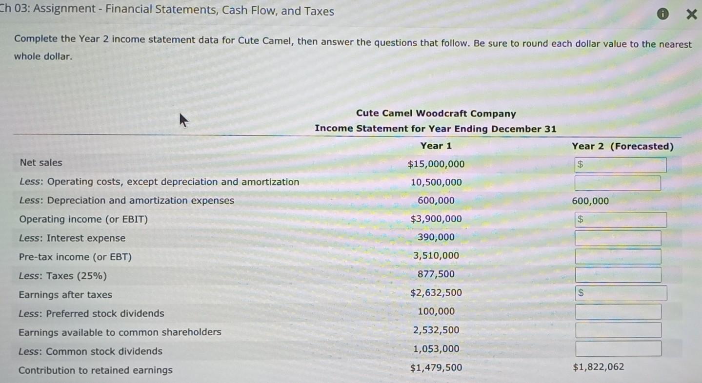 Solved 03: Assignment - Financial Statements, Cash Flow, and | Chegg.com