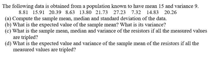 Solved The following data is obtained from a population | Chegg.com
