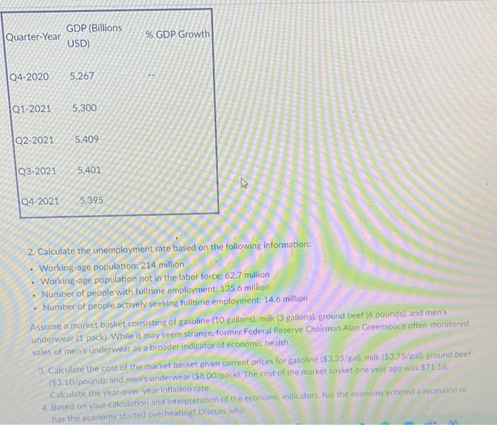 Solved 1. Calculate the quarteroverquarter percentage