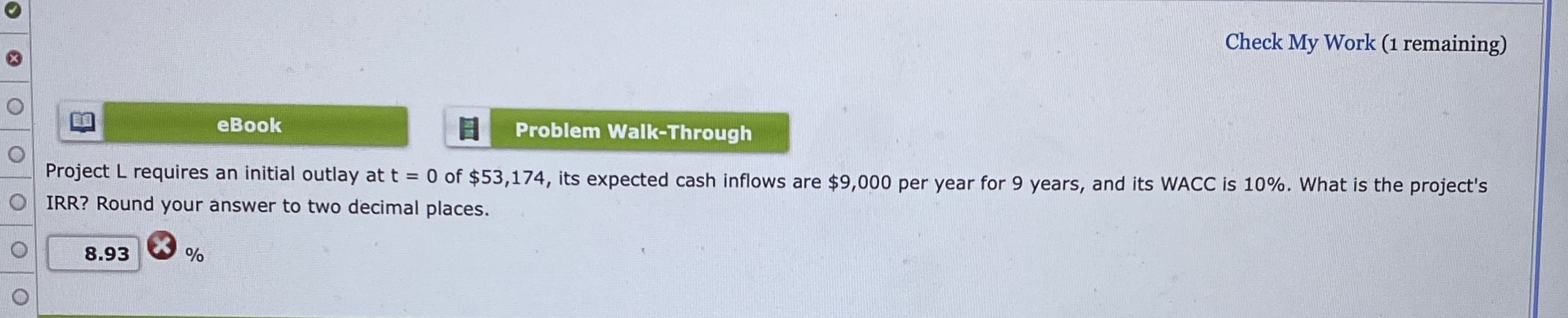Solved by an EXPERT Check My Work (1 ﻿remaining)eBookProject L ...