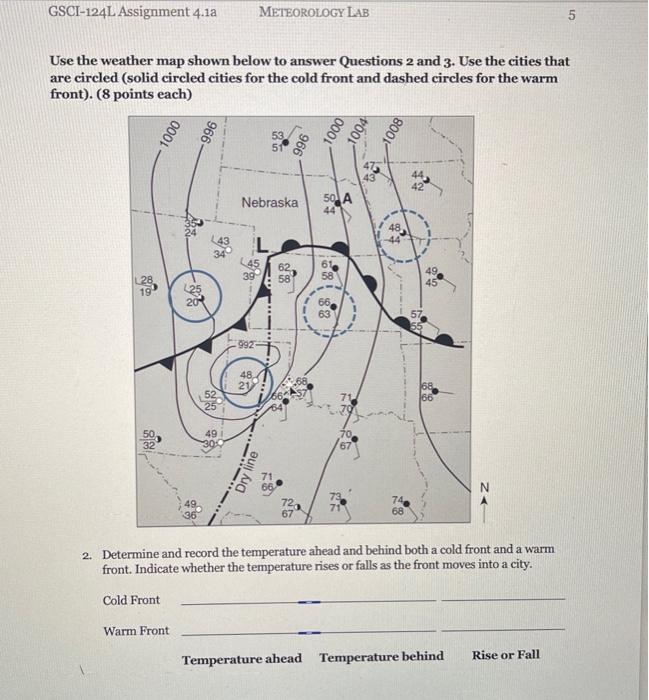 Solved Use The Weather Map Shown Below To Answer Questions 2 | Chegg.com