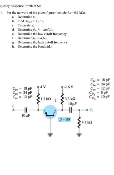 Solved 1. For The Network Of The Given Figure (include RS = | Chegg.com