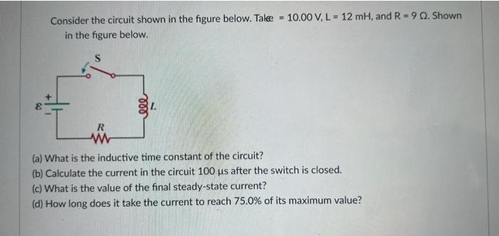 Solved Consider the circuit shown in the figure below. Take | Chegg.com