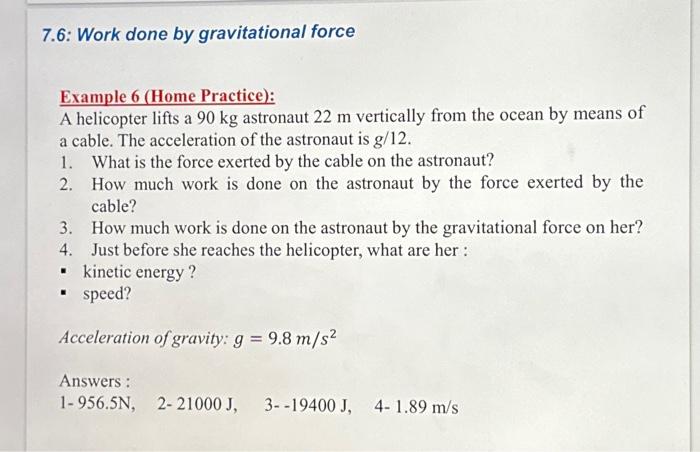 homework for lab 6 gravitational forces answers