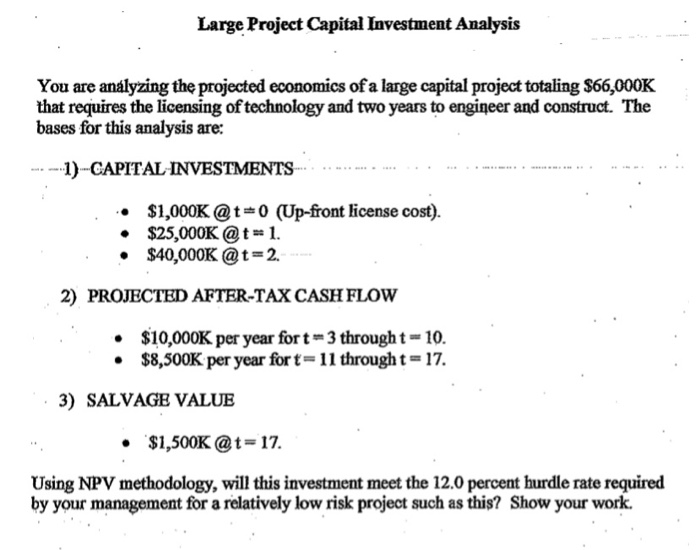 Solved Large Project Capital Investment Analysis You are | Chegg.com
