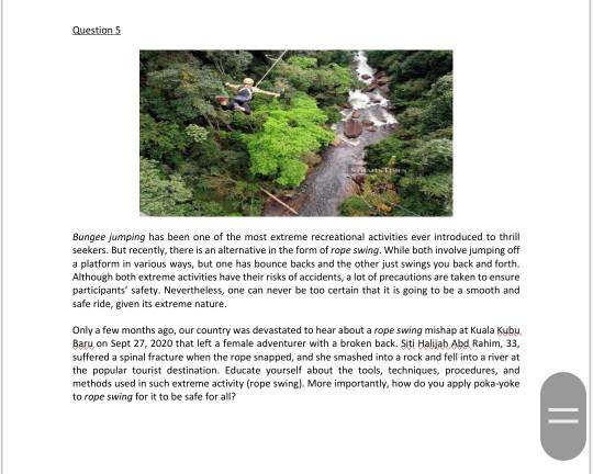 Solved Question 5 SEN Bungee jumping has been one of the | Chegg.com