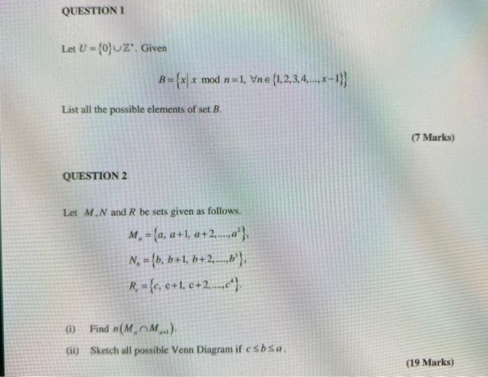 Solved Question 1 Let U 0 Uz Given B Mod N 1 V Chegg Com