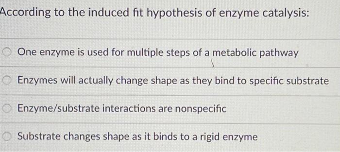 According to the induced fit hypothesis of enzyme | Chegg.com