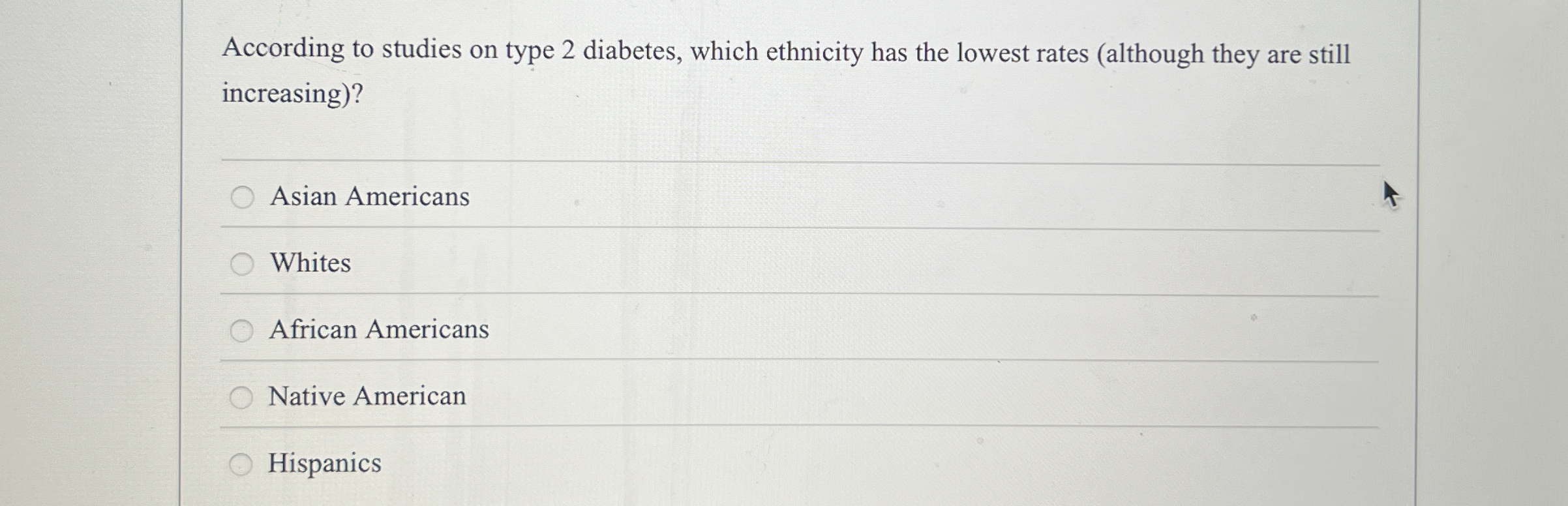 Solved According to studies on type 20 ﻿diabetes, which   Chegg.com