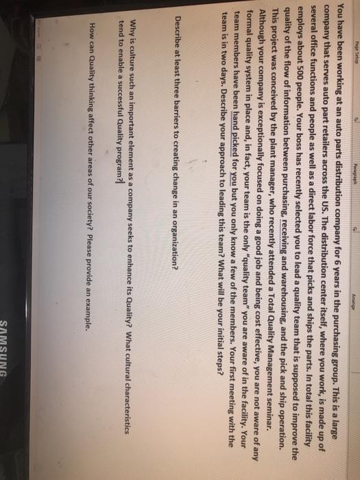 Solved Page Setup Paragraph You have been working at an auto | Chegg.com