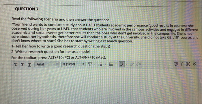 Solved QUESTION 7 Read the following scenario and then | Chegg.com