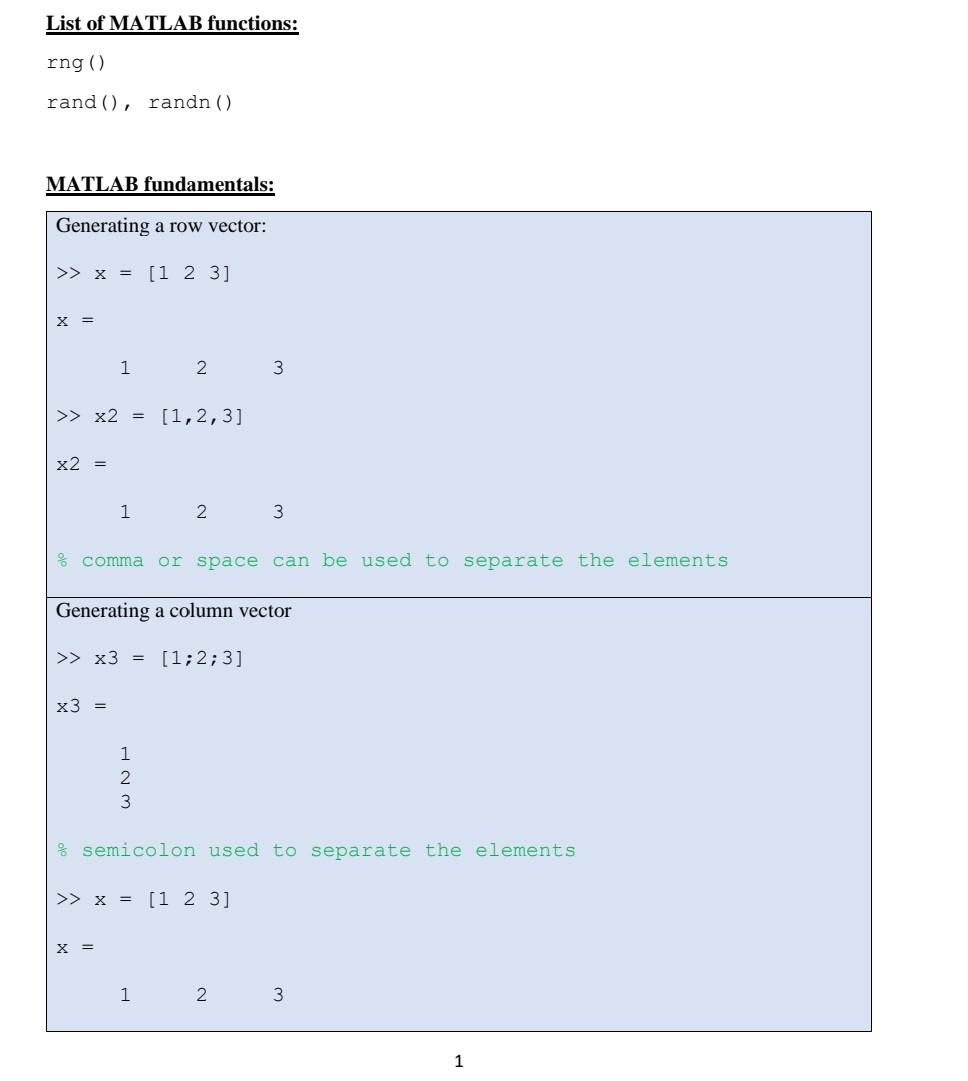 Solved Please do the assignment using Matlab and the | Chegg.com