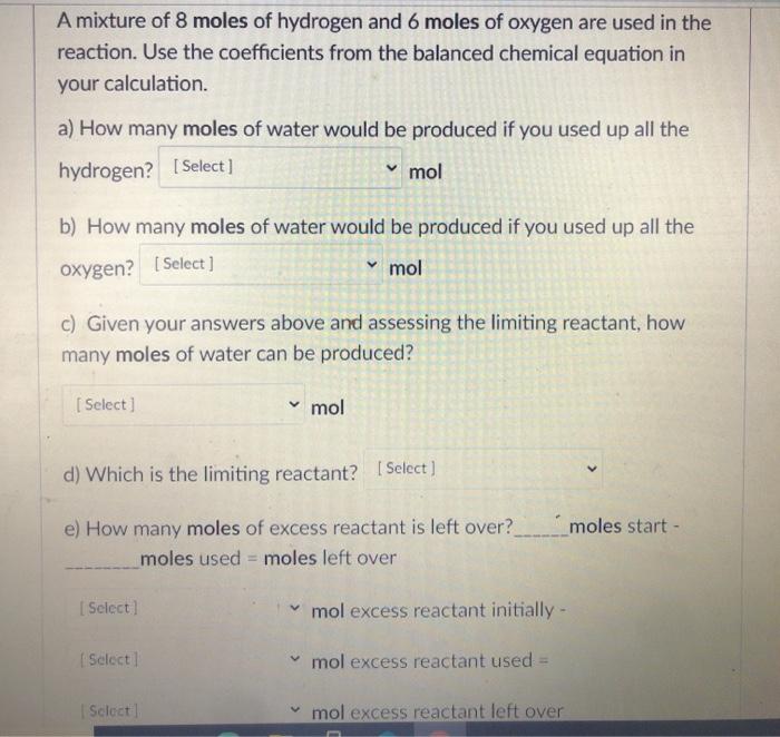 Solved the balanced equation is 2H2 +O2 -> 2H2Oi apologize | Chegg.com