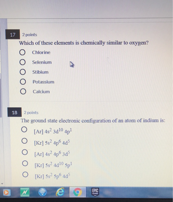 Solved: 17 2 Points Which Of These Elements Is Chemically | Chegg.com