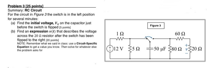 Solved Problem 3 [25 points! Summary: RC Circuit For the | Chegg.com