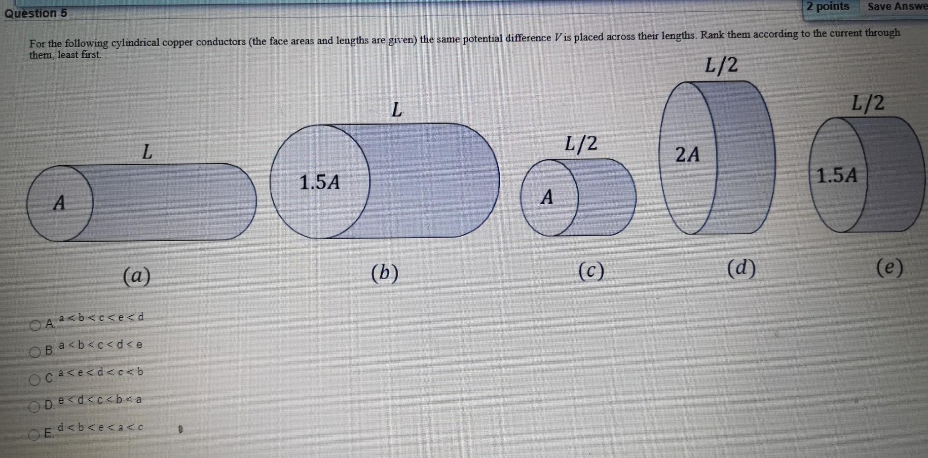 Solved Question 5 2 points Save Answe For the following | Chegg.com