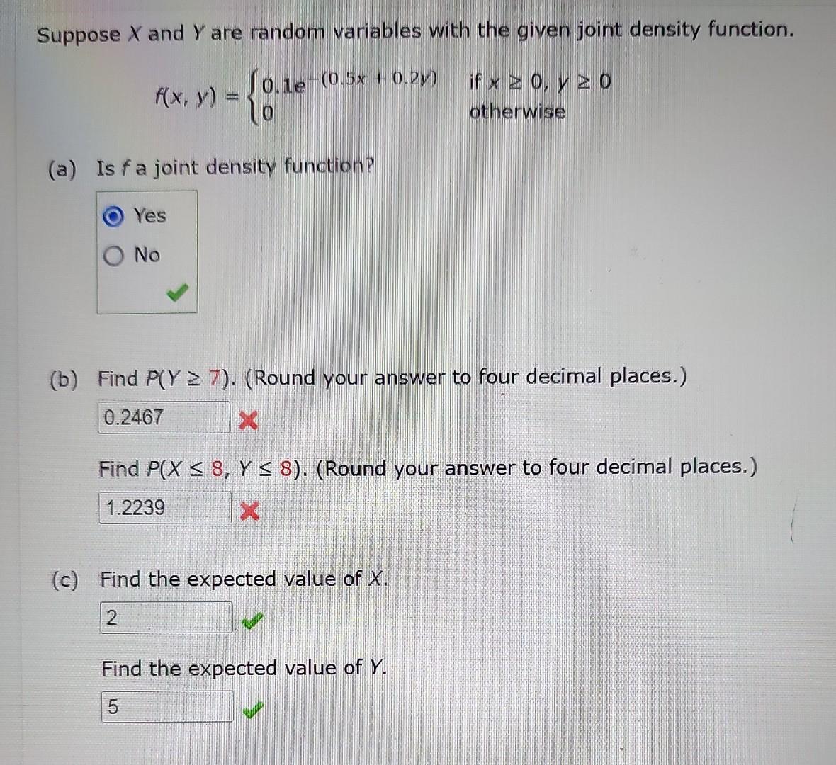 Solved Suppose X and Y are random variables with the given | Chegg.com