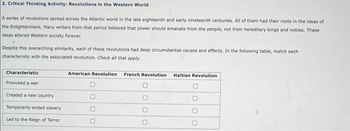 critical thinking questions about revolutions