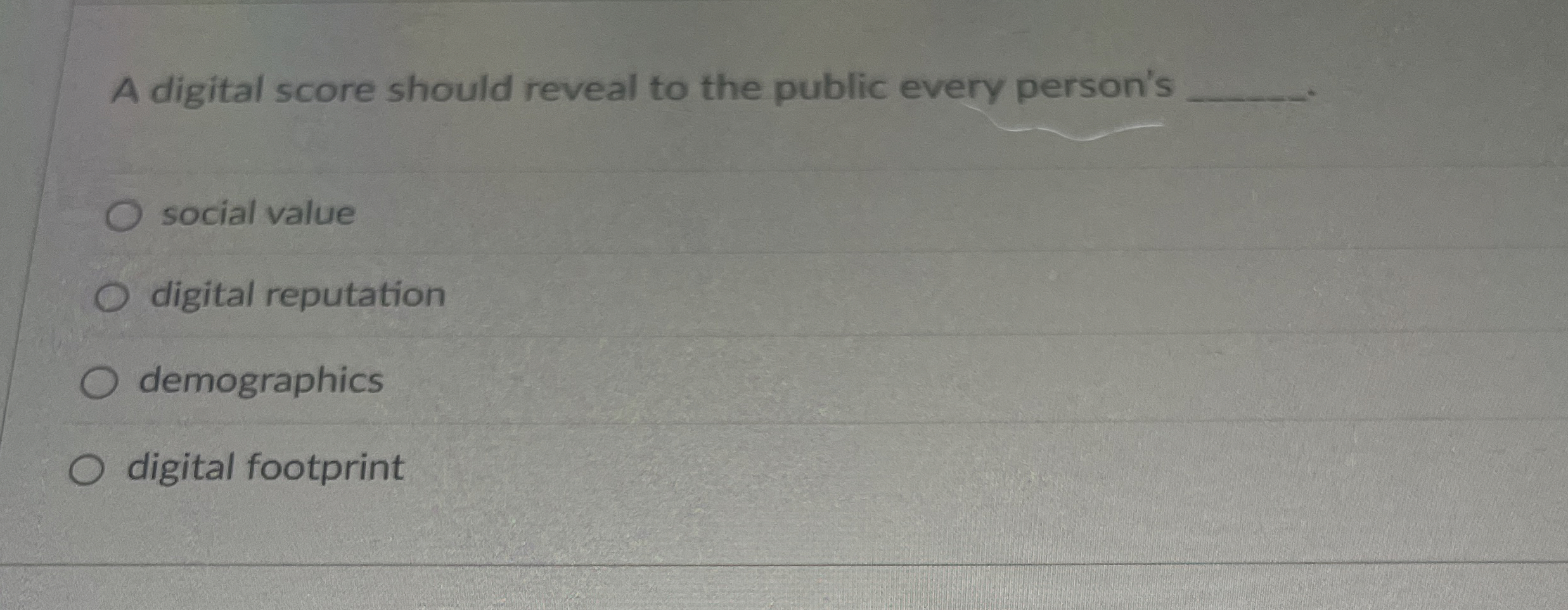 Solved A digital score should reveal to the public every | Chegg.com