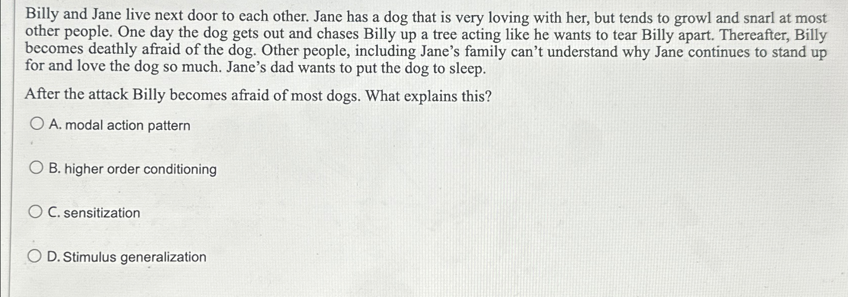 Solved Billy and Jane live next door to each other. Jane has | Chegg.com