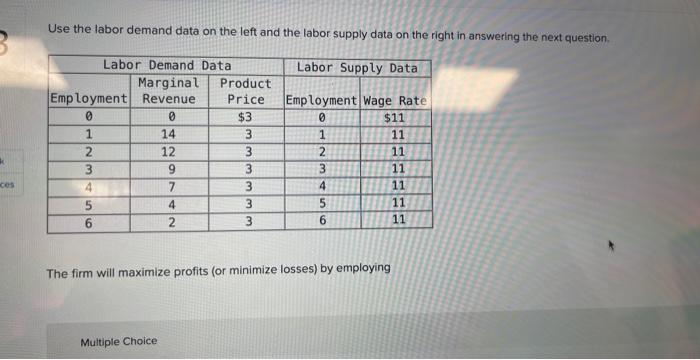 Solved Use The Labor Demand Data On The Left And The Labor Chegg Com   Image