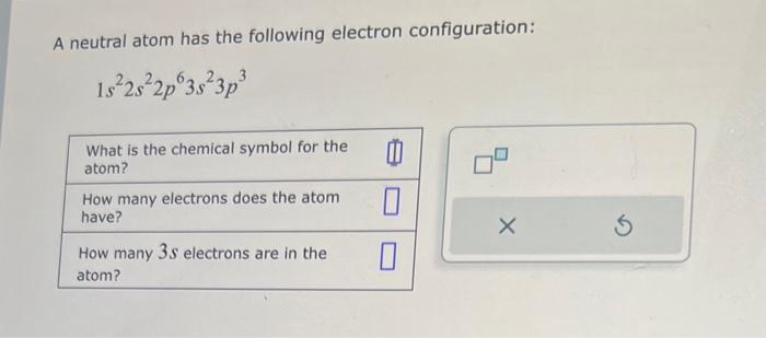Solved A neutral atom has the following electron | Chegg.com