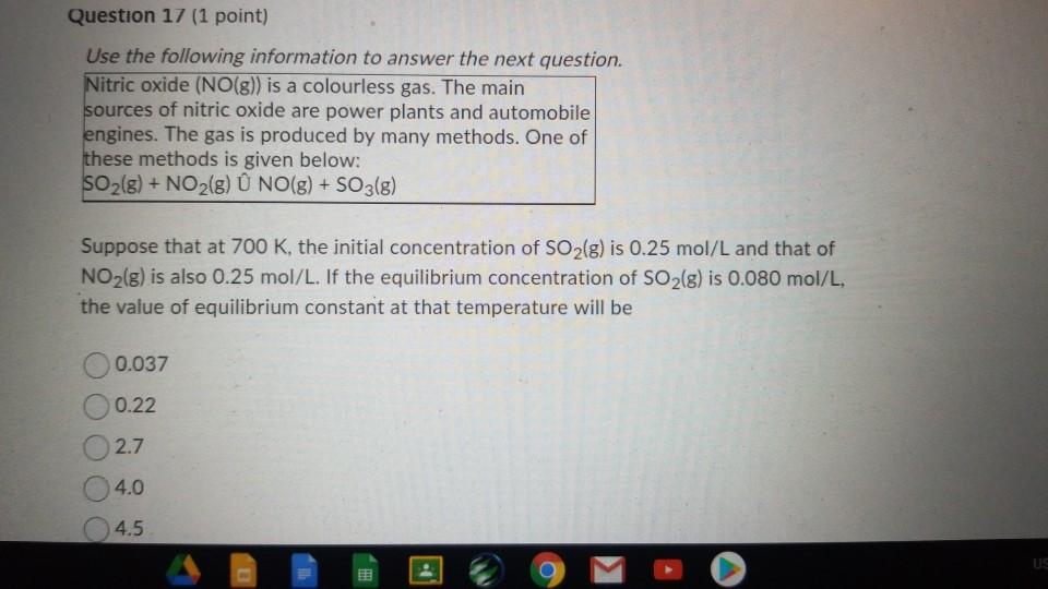 Solved Question 16 1 Point Use The Following Informatio Chegg Com