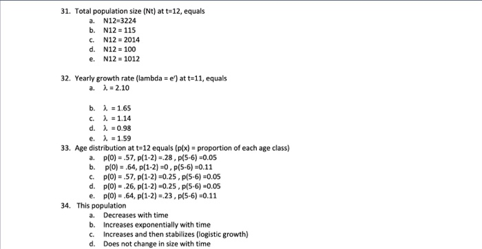 Questions 30 - 36 are based on the following | Chegg.com