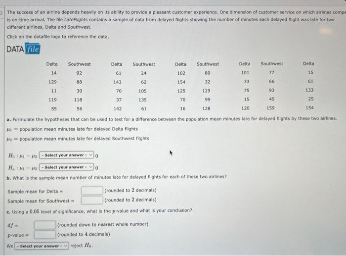Solved The success of an airline depends heavily on its | Chegg.com