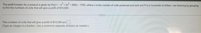Solved The profit function for a product is given by | Chegg.com