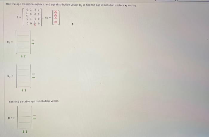 Solved Use the age transition matrix 1 and age distribution | Chegg.com