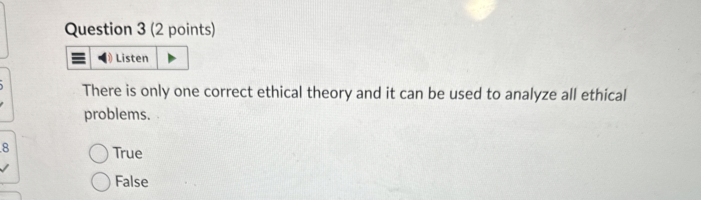 Solved Question 3 (2 ﻿points)There is only one correct | Chegg.com