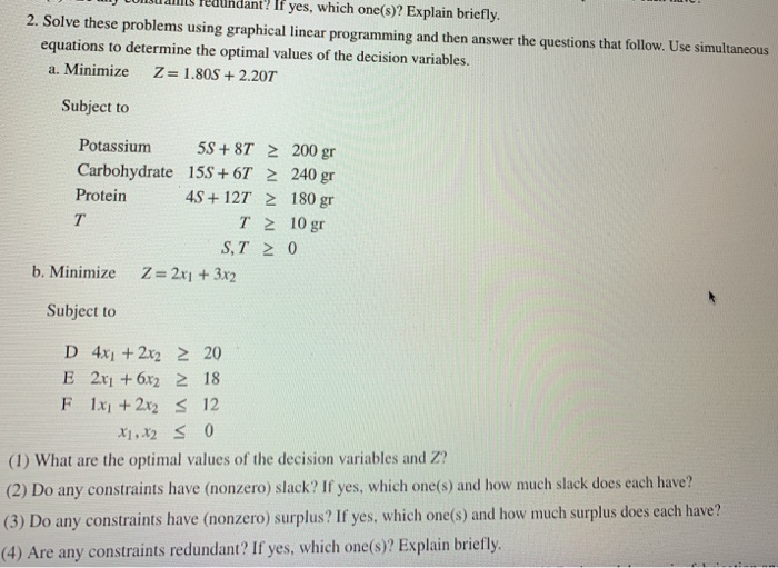 Solved Linear Programming problem: solve ONLY part a). show | Chegg.com