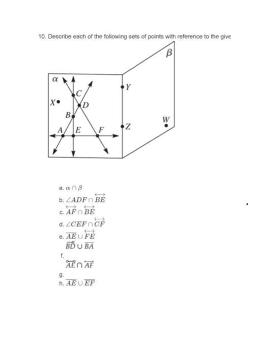 Solved 10 Describe Each Of The Following Sets Of Points Chegg Com