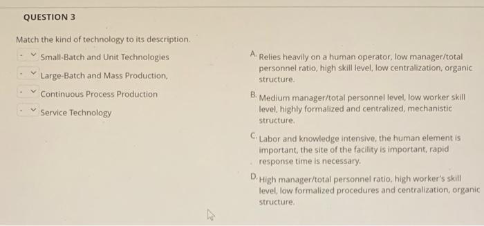 Solved QUESTION 3 Match the kind of technology to its | Chegg.com
