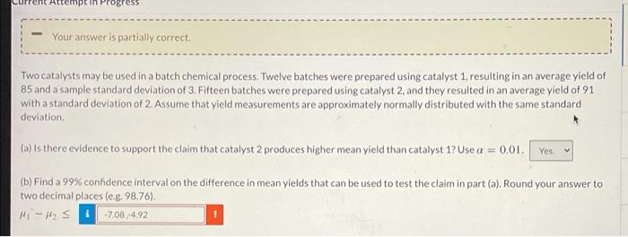 Solved Attempt In Progress Your Answer Is Partially Correct. | Chegg.com